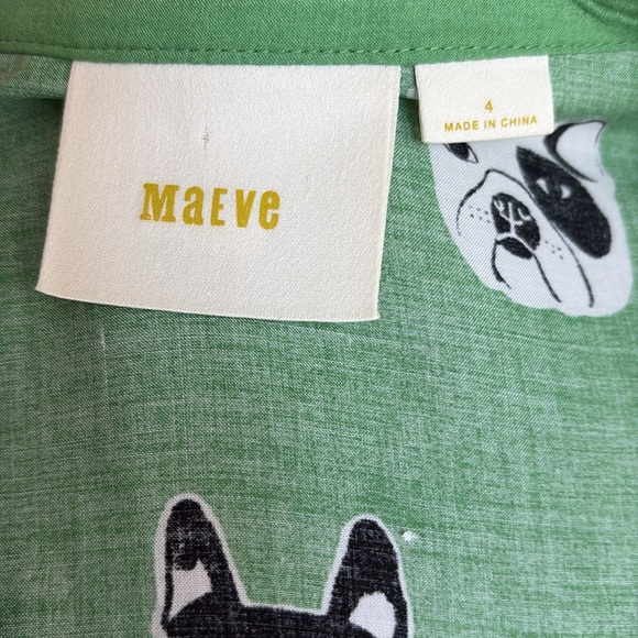 Maeve Anthropologie green composed pin-tuck button down Frenchie Bulldog shirt - Picture 12 of 16